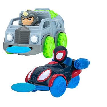 Imagem de Marvel Spidey and his Amazing Friends Little Vehicle 2-Pack - 5” Disc Dashers Featuring Miles Morales Vs Rhino - Amazon Exclusive