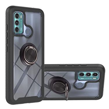 Imagem de For Motorola Moto G60 Starry Sky Solid Color Series Shockproof PC + TPU Protective Case with Ring Holder & Magnetic Function