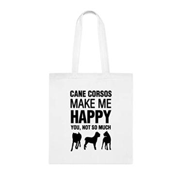 Imagem de Sacola Cane Corsos Make Me Happy, presente para cachorro Cane Corsos, aniversário de cachorro Cane Corsos bolsa de ombro para cachorro Cane Corsos, bolsa reutilizável para cães Cane Corsos, Branco