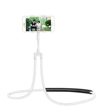Imagem de Suporte de telefone pendurado no pescoço acessórios de suporte de telefone preguiçoso ajustável 360 graus suporte de telefone branco