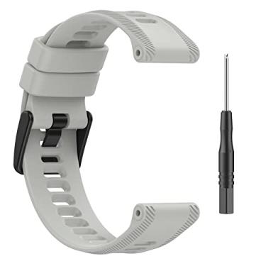 Imagem de Pulseira de silicone de substituição para relógio Garmin Forerunner 955 Descent G1, Cinza claro