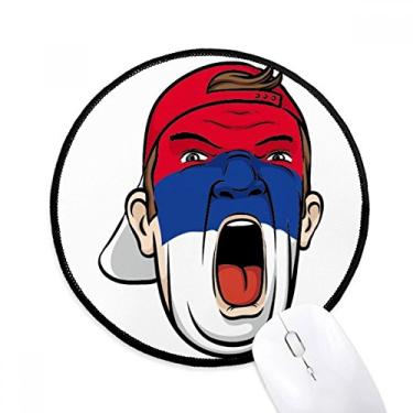 Imagem de Bandeira da Sérvia máscara facial cabeça gritando mouse pad desktop escritório tapete redondo para computador