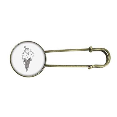 Imagem de Broche de metal retrô de sorvete com contorno preto