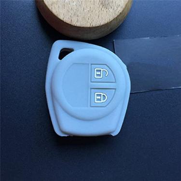 Imagem de YJADHU Capa de chave de carro de silicone de 2 botões, apto para Suzuki para Amagatarai Shangyue SX4 SWift Liana Alto Igins Esteem Baleno GR, cinza