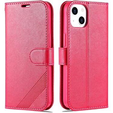 Imagem de KAPPDE Capa flip para iPhone 14/14 Plus/14 Pro/14 Pro Max, capa carteira de couro premium magnética com suporte de cartão suporte à prova de choque TPU Shell Folio Book Cover (Cor: Rosa, Tamanho: 14)