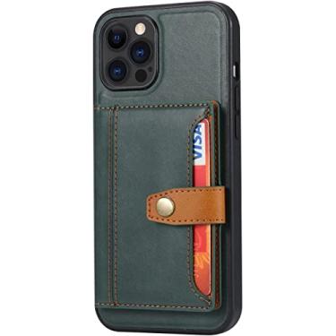 Imagem de MAALYA Capa para iPhone 14/14 Plus/14 Pro/14 Pro Max, capa de carteira traseira de couro PU premium [fecho magnético] [slots para cartões] função de suporte durável à prova de choque (cor: verde, tamanho: 14 Pro Max 6,7 polegadas)