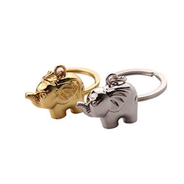 Imagem de Chaveiro de elefante de 2 peças chaveiro de metal legal para carro, bolsa de bolsa, pingente, presente criativo para festa (dourado e prata)