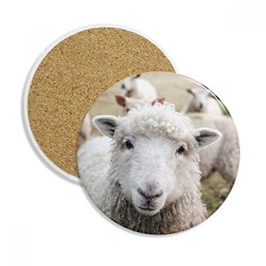Imagem de Caneca porta-copos com imagem de animal de ovelha de organismo terrestre Caneca de proteção de mesa Pedra absorvente
