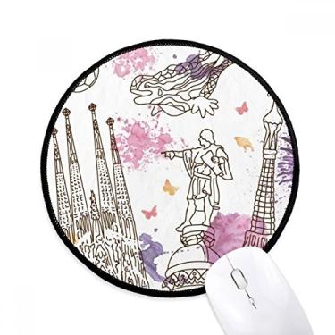 Imagem de Mouse pad Catedral de Barcelona Mouse pad para mesa de escritório tapete redondo para computador