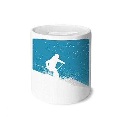 Imagem de DIYthinker Esqui esportivo com mastro de esqui, caixa para dinheiro, caixa de cerâmica para presente de cofrinho