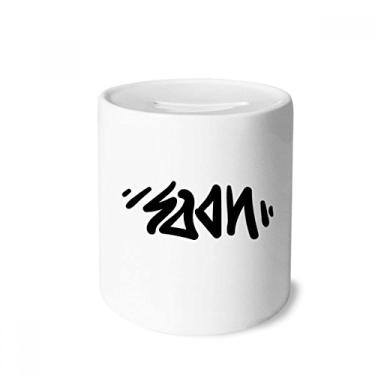 Imagem de DIYthinker Caixa de moedas de cerâmica com citação divertida para escrever à mão e porta-moedas