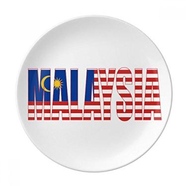 Imagem de Prato de nome da bandeira da Malásia de porcelana decorativa Salver louças de jantar