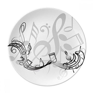 Imagem de Elegante Prato Decorativo de Porcelana com Notas Musicais e Prato de Jantar