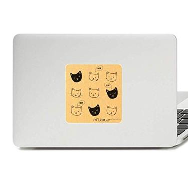 Imagem de Adesivo de vinil branco preto cabeça de gato mewing animal paster laptop decoração PC