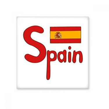 Imagem de Adesivo brilhante de azulejo de cerâmica com bandeira nacional da Espanha