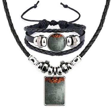 Imagem de Conjunto de joias de pulseira de couro com padrão de ornamento de mogno cinza de cimento