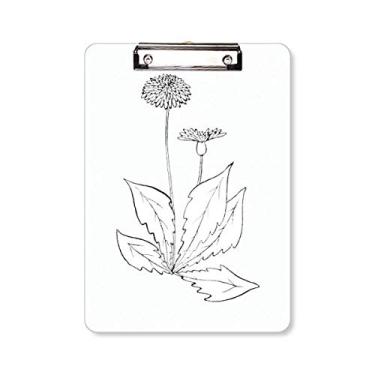 Imagem de Bloco de notas com folhas de flor de dente-de-leão, pasta de prancheta A4