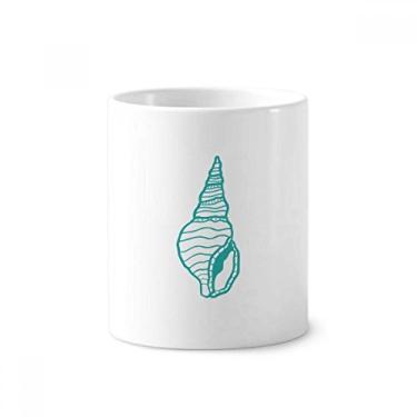 Imagem de Marine Life – Porta-canetas com ilustração azul de caracol e suporte de cerâmica