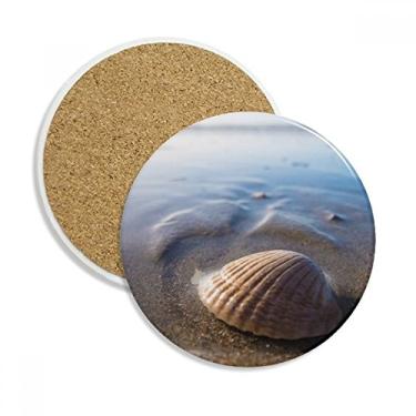 Imagem de Concha de água do oceano, imagem da natureza ciência copo copo copo copo de mesa pedra absorvente de proteção de mesa