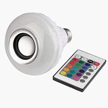 Imagem de Lampada LED RGB colorida 12W caixa de som bluetooth com controle remoto