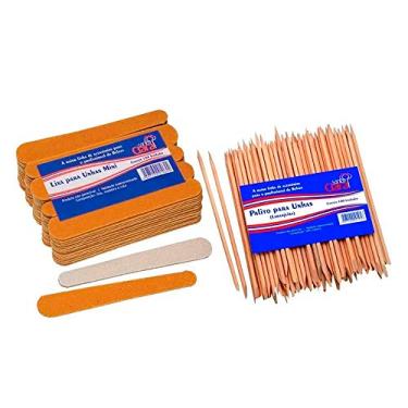 Imagem de Kit Manicure e Pedicure Santa Clara - 144 Mini Lixas de Unhas e 100 Palitos (Normal)