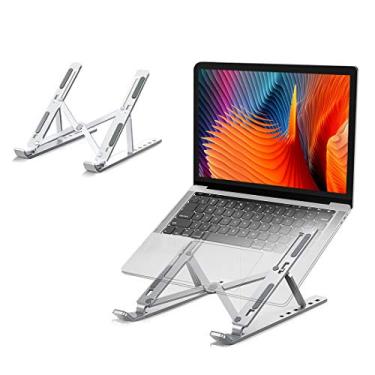 Imagem de Suporte para laptop, suporte ergonômico de alumínio ajustável para computador para mesa, portátil, dobrável