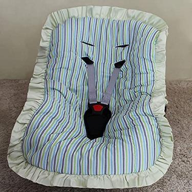 Imagem de Capa Bebê Conforto Mista, Listrado Verde Com Azul, Enxoval do Bebê, Tamanho Universal