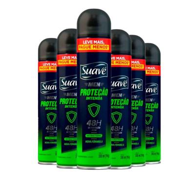 Imagem de Kit Desodorante Aerosol Suave Men Antibacterial Proteção Intensa 200ml C/6 Unidades