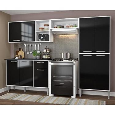 Imagem de Cozinha Compacta com Armário e Balcão Xangai Multimóveis Vm2840 Branca/preta