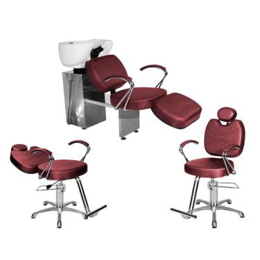 Imagem de Kit Salão Topázio 1 Fixa + 1 Recl Base Estrela + Lavatório C/Ap Bordô