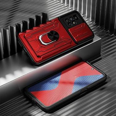 Imagem de Estojo à prova de choque para Redmi 10 Prime 9C 9A Slot de cartão Anel Suporte de proteção para câmera Capa de telefone para Redmi Note 10 8 Pro 10T, vermelho, para Note10T 5G