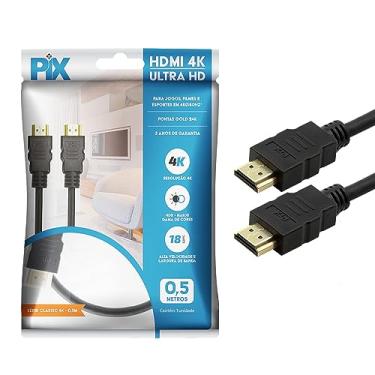 Imagem de PIX Cabo Hdmi 2.0 4K Hdr 19P 0.5M Pix Gold, Preto