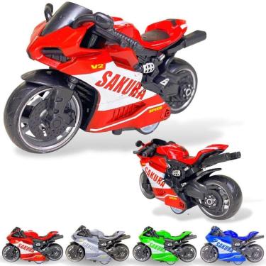 Imagem de Moto Miniatura Vermelha de Brinquedo Infantil com Fricção
