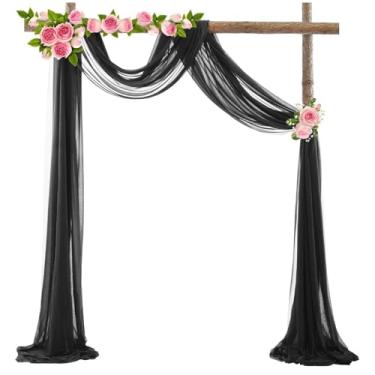 Imagem de Tecido drapeado de de casamento de chiffon, 75 * 600 CM Cortinas de de casamento Cortina de fundo transparente para cerimônia de casamento Decoração de teto de festa de festival familiar Layout de cen