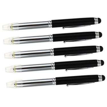 Imagem de HEMOTON 5 Unidades Preto Canetas Iluminadas Para Caneta Stylus Para Telas Sensíveis Ao Toque Caneta Preta Canetas Stylus Para Telas Sensíveis Ao Toque Metal Plástico Enfermeira Com Luzes