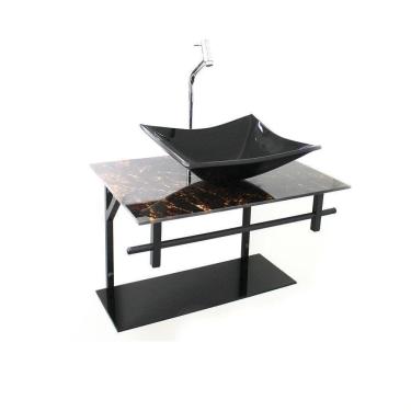 Imagem de Gabinete Vidro Banheiro 60Cm Retangular Ap Slim Marmore