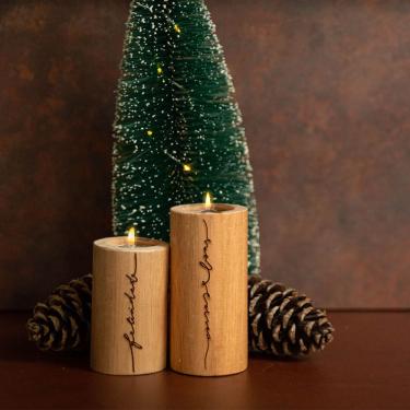 Imagem de Conjunto de Castiçais em Madeira Teca - Coisas Boas