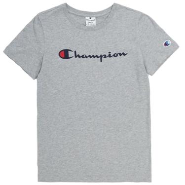 Imagem de Champion Camiseta feminina, camiseta clássica, camiseta confortável para mulheres, escrita (tamanho plus size disponível), Cinza fumê, M