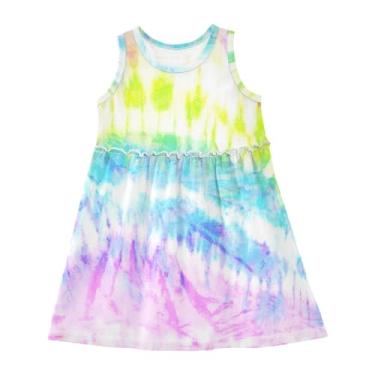 Imagem de Vestidos regata para bebês meninas arco-íris tie dye moda primavera vestidos de festa de aniversário, Tie Dye arco-íris, 2 Anos