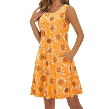Imagem de Camiseta feminina floral camuflada primavera verão solto casual gola redonda sem mangas colete feminino casual vestidos para o verão, Dourado, GG