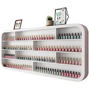 Imagem de Prateleira de exibição de óleo essencial de esmalte para unhas em salão de beleza, prateleira de exibição de arte em metal para armazenamento de esmaltes Armário de exposição montado na pare