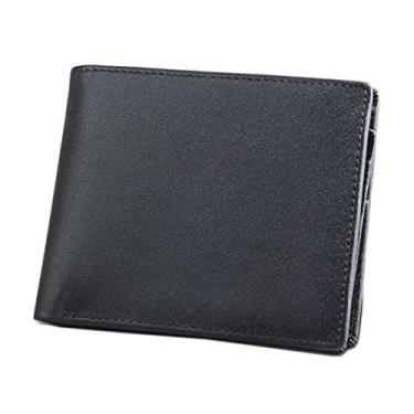 Imagem de Carteira masculina de couro, porta-cartão de crédito, bolso para moedas, carteira com proteção RFID, A, Standard size