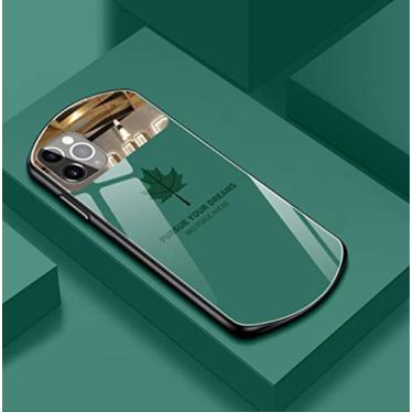 Imagem de Capa de telefone de vidro temperado com folha de bordo oval para iPhone 15 14 13 12 11 Pro Max XS XR X 8 7 6 Plus Capa de silicone espelhada, verde, para iPhone 11Promax
