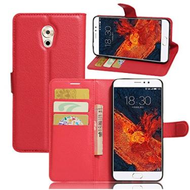 Imagem de Capa carteira MEIZU Pro 6 Plus, capa carteira flip de couro PU premium com compartimento para cartão, suporte e fecho magnético [capa interior à prova de choque de TPU] Compatível com MEIZU Pro 6 Plus
