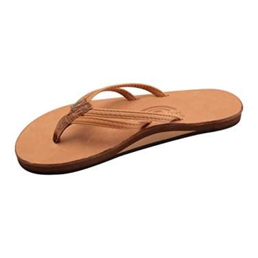 Imagem de Rainbow Sandals Couro luxuoso feminino The Sand Piper - arco de camada única com tira estreita de 1/3", Caramel, 5.5-6.5