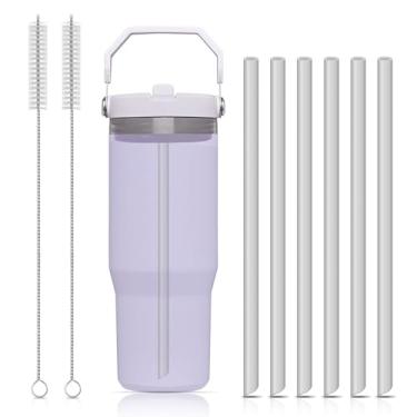 Imagem de Canudos de substituição para Stanley Iceflow Tumbler Flip Straw, 6 peças de canudos de silicone reutilizáveis com escova de limpeza para garrafa de água de aço inoxidável Stanley IceFlow 20/30/40/1,8