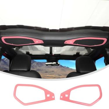 Imagem de Linskip Acabamento da capa do alto-falante de áudio compatível com Jeep Wrangler JL 4XE 2024 e Gladiator JT Sport Rubicon Sahara Willys Mojave Rubicon, capas de alto-falante de teto, acessórios interiores (rosa)