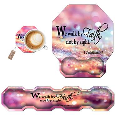 Imagem de Conjunto ergonômico para descanso de pulso e mouse pad + porta-copos + suporte de pulso, conjunto de almofadas de mouse de gel de espuma de memória para facilitar a digitação, alívio da dor,