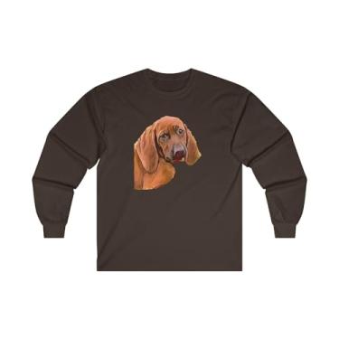 Imagem de Redbone Coonhound - Camiseta unissex de algodão e manga comprida, Chocolate escuro, M