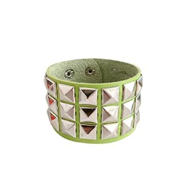 Imagem de Fuqimanman2020 1-2 peças, pulseira gótica de couro genuíno punk metal dos anos 80 para homens e mulheres, pulseira preta colorida ajustável com espigão de rocha rebite bracelete acessórios para lembrancinhas de festa, 1, Metal, Sem pedras preciosas